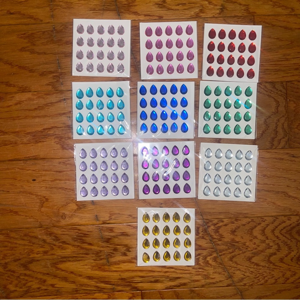 10 10x14mm sheets Drop Self Adhesive Rhinestone Sticker Gems